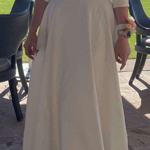 ASOS EDITION V-Neck Organza Chic White Dress | Blouson Sleeves + Cutout - Picture 8 of 8